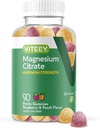 Gummy magnezowe VITEEY dla dorosłych - 255 mg Gummy z cytryną magnezową na uspokojenie, sen, Nerwy i mięśnie - Wegan, Gluten Free - 90 Count
