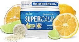 Nello Supercalk Drink proszkowany Mix, Lemon Lime, L Theanine, Ksm- 66 Ashwagandha, Magnezu Glycinate, Witamina D 3, Suplementy do Relaxation & Focus, Natural, No Sugar, Non GMO, 30 Srvgs