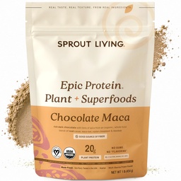 Proso Żywe Epickie Białko, Białko roślinne i Superfoods Proszek, Czekoladowy Maca Proszek Pigment 124; 20 Grams Organic Protein Powder, Wegan, Non Dairy, Non-GMO, Gluten Free, niski cukier (1 funt, 12 Servings)