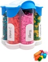 Extra Duży Pill Organizator Codziennie, Tygodniowy, Miesięczny Suplement Butelka, Cute Blossom Pill Dispenser z 7 XL Komory, Easy- Otwarte Pill Box dla witamin, Leki, Etykiety Zawarte (Niebieski)
