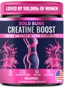 Śmiały Buns Creapine dla kobiet - Booty Builder Supplement z Collagen & BCAA - Wspiera rozwój mięśni, Post- Workout Recovery, Elastyczność skóry, Zdrowe włosy i paznokci 124; Unflavored - 30 Służenie