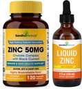 SANDHUHERBALS Zinc 50mg Capsules Bundle with Liquid Zinc Drops | Supports Immune & Skin Health
