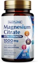 Magnezu Citrate 1000mg - Max Wchłanianie i Wysoka potencja Magnezu Kompleks Suplement do Serca, Mięśnie, Nerve, Bone Health & Stress Relief - Non-GMO, Gluten- Free - 60 Kapsułki wegańskie