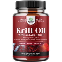 Kryl Omega 3 Fish Oil Softgels - skoncentrowany kryl EPA & DHA Fish Oil Omega 3 Suplement dla kobiet i mężczyzn do wsparcia immunologicznego, Zdrowy mózg i zdrowie serca - Suplement beztłuszczowych kwasów tłuszczowych - 30