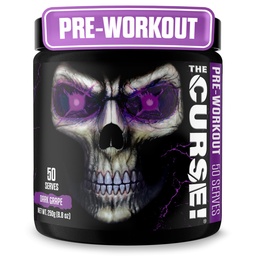 JNX SPORTS Klątwa! Wstępne ćwiczenia Proszek dla mężczyzn i kobiet, Kofeina, Beta- Alanina, Kreatyna, L- Cytrulina, 50 Sługi, Ciemny Flavor Grape - Boost Energy, Siła i Focus