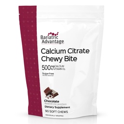 Bariatric Advantage Wapnia Citrate Chewy Bites 500 mg - Wysoka Absorbat & Digestible - Witamina D3 - Łatwy do żucia suplement wapnia - Czekoladowy Flavor - 90 Count