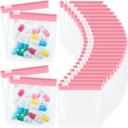 24 Kawałki Pill Pouch Torby Zippert Pill Pouch Zestaw wielokrotnego użytku Przezroczysty lek Organizator Samouszczelniający Bag Medycyna Podróże Plastikowe Pigułki Torby ze Slide Lock Pill Torby na pigułki (Light Pink)