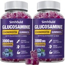 2 Opakowania Glukozamina Gummie Chondroitin - 3000MG Extra Siła Joint Support Supplement z MSM & Elderberry, Elastyczność, Gummy przeciwutleniające immunologiczne dla dorosłych, Mężczyźni i kobiety