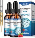 (2 opakowania) Magnezu Citrate Liquid Magnez Drops Supplement 500mg-Support Stress Relief, Kości, Mięśnie, Mood, Sleep- 4 Fl Oz, Wegan, Malina Flavor