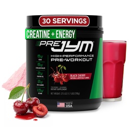 JYM Supplement Science Pre JYM Black Cherry Pre Workout Proszek dla mężczyzn i kobiet, BCAA, Nootropiki, Creature HCI, Citruline, Beta- Alanina, Betaine, Tauryna, Huperzine, 30 Służenie