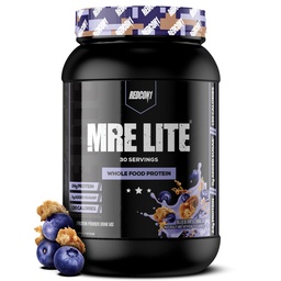 REDCON1 MRE Lite Whole Food Protein Powder, Blueberry Cobbler - Low Carb & Serwatka Free Meal Replacement with Animal Protein blends - Łatwy w użyciu suplement Made with MCT Oils (30 Servings)