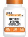 BulkSupplements.com Cayenne Pepper Capsules - Cayenne Pepper 40000 HU, Capsaicin Supplements, Cayenne Pepper Supplements - Guten Free, 1 Capsule per Serving, 240 Veg Capsules (Opakowanie po 1)