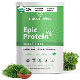 Proso Żywe Epickie Białko, Białko roślinne i Superfoods Proszek, Zielone Królestwo 124; 20 Grams Organic Protein Powder, Zielony, Wegan, Non Dairy, Non-GMO, Gluten Free, niski cukier (2 Funt, 24 Służenie)
