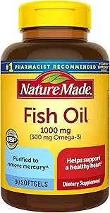 Fish Oil 1000 mg, 90 Softgels, Omega 3 Suplement do Hearths,