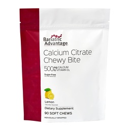 Bariatric Advantage Wapnia Citrate Chewy Bites 500 mg - Wysoko wchłaniany i spożywany - Witamina D3 - Łatwy do żucia suplement wapnia - Lemon Flavor - 90 Count