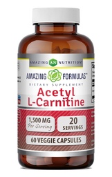 Amazing Supples Acetyl L- Carnitine Hcl Veggie Dietary Supplement - 500 Mg, Veggie Capsules (Non GMO, Gluten Free) Per Bottle - Promotes Energy Production & Cognitive Function (60 Count)