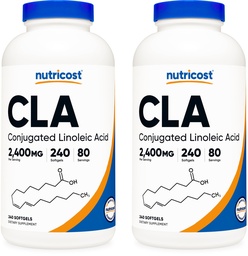 Nutricost CLA (Conjufalid Linoleic Acid) 2,400mg, 240 Softgels - Gluten Free, Non-GMO, 800mg Per Softgel (2 butelki)