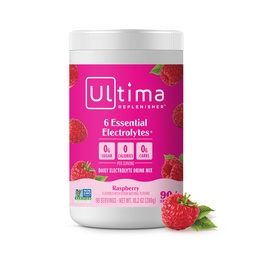 Ultima Replenisher Daily Electrolyte Powder Drink Mix - Cukier wolny - Malina, 90 Słupki - Proszek nawadniający z 6 Kluczowe elektrolity i Minerały śladowe - Keto Friendly, Wegan, Non-GMO