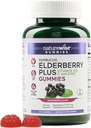 NatureWise Sambucus Elderberry Gummies - Immune Support Supplement for Kids Ages 4+ & Adults with Vitamin C, D3, Zinc - Elderberries Equivalent to 3520mg - Vegan, Non-GMO - 60 Count[30-Day Supply]