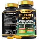 St.John 's Wort Supplement - 8in1 Formuła - Połącz z Ashwagandha, Ginkgo Biloba, Shilajit, Valerian, Święty Basil, Rumianek, i Black Pepper - 120 Kapsułek Vegan dla 4 miesięcy dostaw