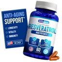 Lubimy Vitamin Resveratrol 1000mg na serwowanie - 60 Łatwe do połknięcia kapsułki wegetariańskie - Natural Resveratrol Supplement 1000mg - Suplement przeciwutleniający pomaga wspierać immunologiczny system