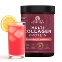Ancient Nutrition Zhydrolizowany Kolagen Peptydy Proszek z probiotyki, Lemoniada truskawkowa Multi Kolagen Białko dla kobiet i mężczyzn z witaminą C, 45 Służenie, Pomaga Skóra i paznokcie, Gut Health, 18