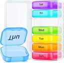 AUVON bardzo duży tygodniowy pill organizator, przenośny oddzielny pióro pudełko 7 szczeliny dzień Fit Pocket & Purse, pill Case z podwójną ochroną dla podróży, pojemnik na pióro dla dużych witamin, Oleje rybne, suplementy