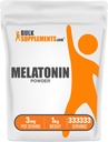 BulkSupplements.com Proszek melatoninowy - Czysta melatonina, Pomoc senna dla dorosłych - Wegan & Gluten Free, 3 mg na Podawanie, 1 kg (2,2 kg) (Opakowanie po 1)