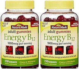 Nature Made Energy B12 Dorośli Gummies 1000 µg na serwowanie 150 Ct (Opakowanie po 2)