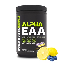 NutraBio Alpha EAA - Acids All- Day Amino for Muscle Growth and Hydration - Esential Amino Acids with Nootropics & Adaptogens- Full Spectrum EAA BCAA Powder - 30 Servings - Blueberry Lemonade