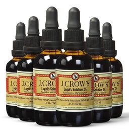 J.CROW 'S ® Lugol' s Rozwiązanie jodu 2% 2 oz (6 butelek) - Premia jodu i jodku potasu ciecz, gluten i bezalkoholowy naturalny ekstrakt z Brine, No Expiration - 1200 Drops