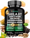 Adndale Shilajit Supplement. Czysty himalajski organiczny Shilajit dla mężczyzn i kobiet Kapsułki z morza Moss Ashwagandha Rhodiola Rosiola Lion 's Mane. 90