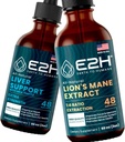 E2H: Suplement do wsparcia wątroby i suplement do grzybów Cordyceps 124; Wegan, Non-GMO - 2 Fl Oz Each (4 Fl Oz Total) - Bundle