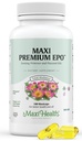 Maxy- Zdrowie Wieczór Primrose i nasion Flax Oil Softgels - Vegan Omega 3 6 9 Suplementy do zdrowej skóry, włosów i połączeń - Kosher Certified, Organic Wieczór Primrose Oil Softgels, 180 Count