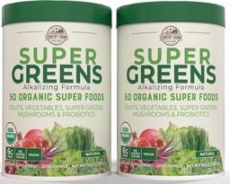 Gospodarstwa wiejskie Super Zielone Natural Flavor, 50 Organic Super Foods, USDA Organic Drink Mix, Owoce, Warzywa, Super Zielone, Grzyby i Probiotyki, Wsparcie energii, 40 Służenie, 10.6 Oz, 2 Pack