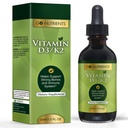 Go Nutrigents Witamina D3 K2 Dropy - Płynny suplement VIT D z MK7 dla dorosłych i dzieci - Wysoka absorpcja Podjęzykowe Wsparcie dla kości, układu krążenia, serca i zdrowia immunologicznego - 1 oz, 90 Służenie
