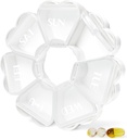 MOLN Hymy duży tygodniowy pill Box 7 dzień, Cute pill Case Organizator 1 raz dziennie, Kwiat pill pojemnik raz dziennie, Pretty Dispenser do witaminy / olej rybny / lekarstwa / suplementy (biały)