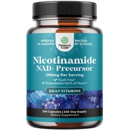 Witamina B3 Niacynamid 500 mg Kapsułki - Mitochondrialna Energia i suplement do skóry - AKA Witamina B3 Niacyna 500mg Flush Free i Nikotynamid 500mg - Flush Free Niacin Supplement - 240 Count