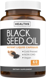 Black Seed Oil - 60 Softgel kapsułki (Non-GMO & Vegan) Premium Nigella Cold- Pressed Sativa Producing Pure Black Cumin Seed Oil z witaminą E - 500mg każdy, 1000mg na 2 kapsułki Serving