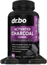 Aktywowany węgiel węglowy Kapsułki Oczyścić Detox - 1200mg Organic Coconut Charcoal Pills for Stomach Gaz i Bloating Relief for Men Women Kids - Aktywne kapsułki proszek Binder Aktywne suplementy dla Gut