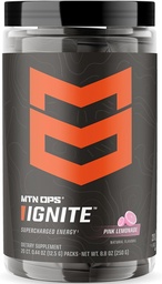 MTN OPS Ignite Trail Packs Energy Drink Powder, Gluten Free Nootropic Supplement Drink Mix, L Arginina, L Cytrulina, Kofeina & Nootropic Sugar Free Drink Mix, 20 Słupki, Różowa Lemoniada