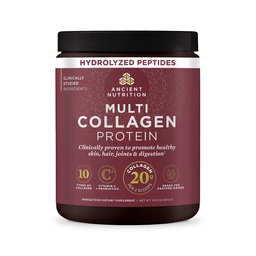 Ancient Nutrition Collagen Peptydes Proszek, Multi Collagen Protein, Kobiety i mężczyźni, Witamina C, Probiotyki, Zhydrolizowane Kolagen, Wspiera Skóra, Łączniki, Gut Health, Unflavored, 40 Sługi