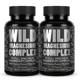 Wild Foods Magnezu Complex Supplement z 7X Forms Budapest 124; Wysoka absorpcja, Full Spectrum, Easy Diseasure Equipment 124; 500mg Glycinate, Bisglicinate, Malate, Orot, Cytrate, Taurate Equipment 124; 90 kapsułki (opakowanie po 2)