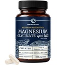 Magnezu Glycinate 400mg XI124; Wysoka receptura absorpcyjna dla snu, spokoju, relaksacji mięśni, serca, wsparcia kości i nerwów dla kobiet i mężczyzn 124; Chelated Magnezu Glycinate Supplement XI124; 120 Ct (2 Month Supply)