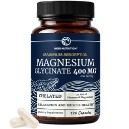 Magnezu Glycinate 400mg XI124; Wysoka receptura absorpcyjna dla snu, spokoju, relaksacji mięśni, serca, wsparcia kości i nerwów dla kobiet i mężczyzn 124; Chelated Magnezu Glycinate Supplement XI124; 120 Ct (2 Month Supply)