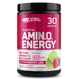 Optimum Nutrition Amino Energy - Wstępne ćwiczenia z zieloną herbatą, BCAA, Amino Acids, Keto Friendly, Green Coffee Extract, Energy Powder - Truskawkowe limonki, 30 Słupki (Packaging May Vary)