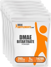 BulkSupplements.com DMAE Bitartrate Powder - Dimetyloaminoetanol Bitartrate, DMAE Supplement - Unflavored & Gluten Free, 350mg per Serving, 1kg (2,2 kg) (Opakowanie 5)
