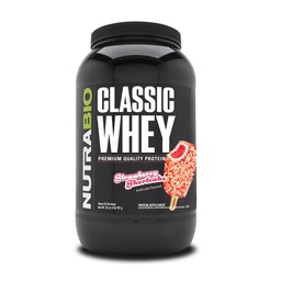 NutraBio Classic Serwatka w proszku - 25g białka na Scoop - Spectrum Acid Acid Profil bez wypełniaczy, Sztuczne kolory lub środki konserwujące - Truskawki, 2 funty