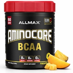 ALLMAX Nutrition AMINOCORE BCAA, Ananas Mango - 945 g Proszek - 8.18 Grams Acids Amin Branched Chain per serving - with B Vitamin - No Fillers or Non-BCAA Aminos - Sugar Free - 90 Servings