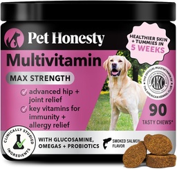Pies Multivitamin Max Siła - 15 na 1 Witaminy dla zdrowia i serca - Essentials Fish Oil, Glukozamina, Probiotyki, Omega Fish Oil - Multivitamins Suplementy dla skóry i płaszcz